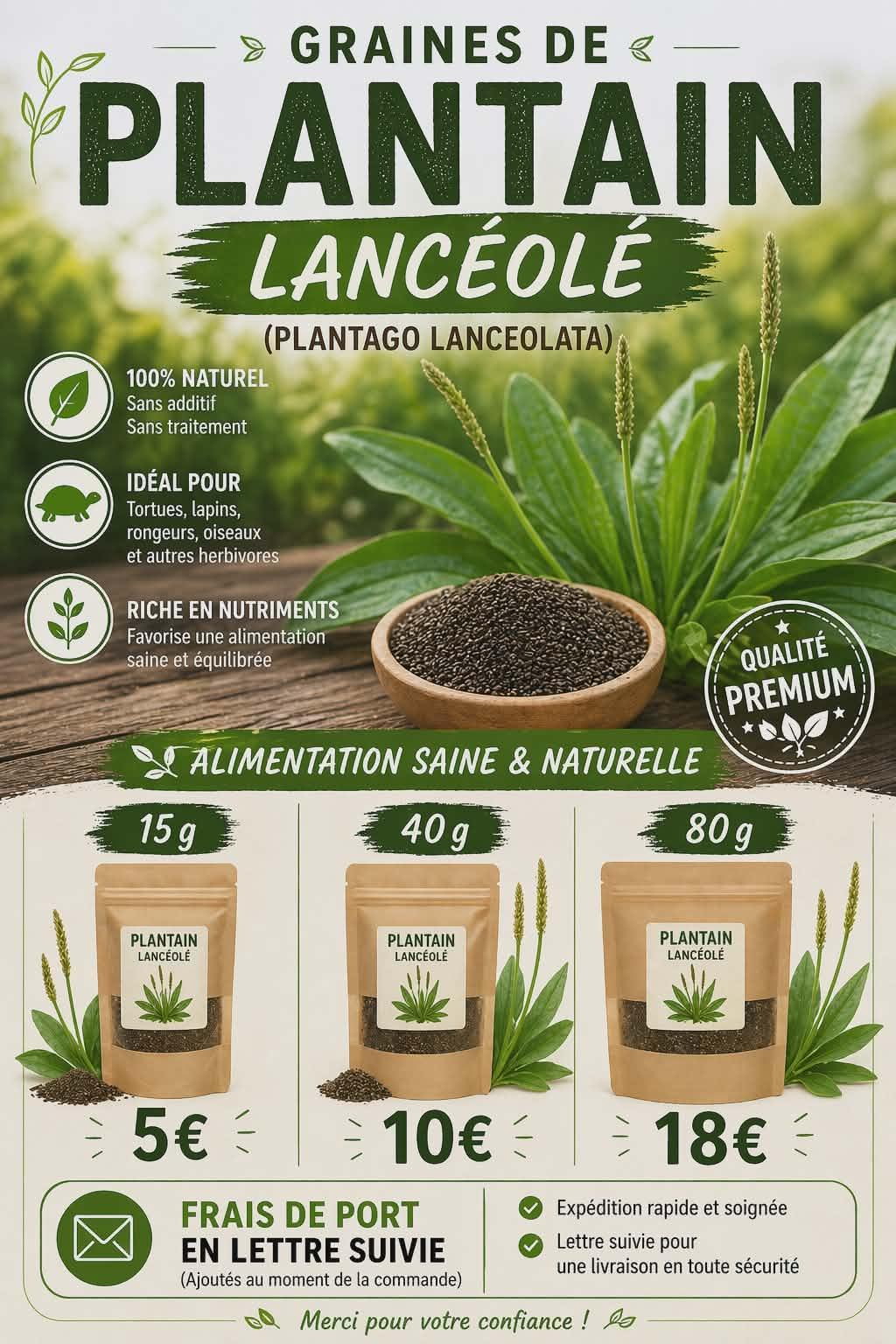 Graines plantain lanceole